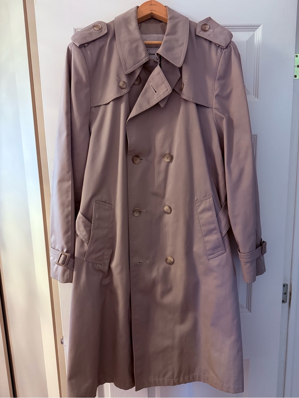 Pierre Cardin Men's Double-Breasted Trench Coat - Light Taupe